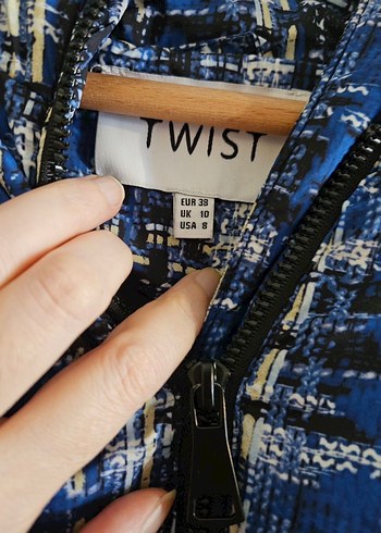 Twist Mavi Desenli Kadın Şişme Mont - Görsel 3