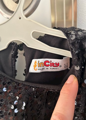 Kız Çocuk Siyah Pul Payet Kısa Kollu Elbise - Görsel 5