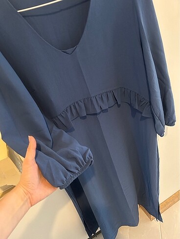 Mavi salaş hamile elbisesi - Görsel 5