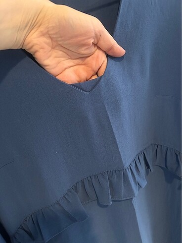 Mavi salaş hamile elbisesi - Görsel 4