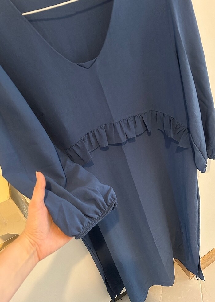 Mavi salaş hamile elbisesi - Görsel 5