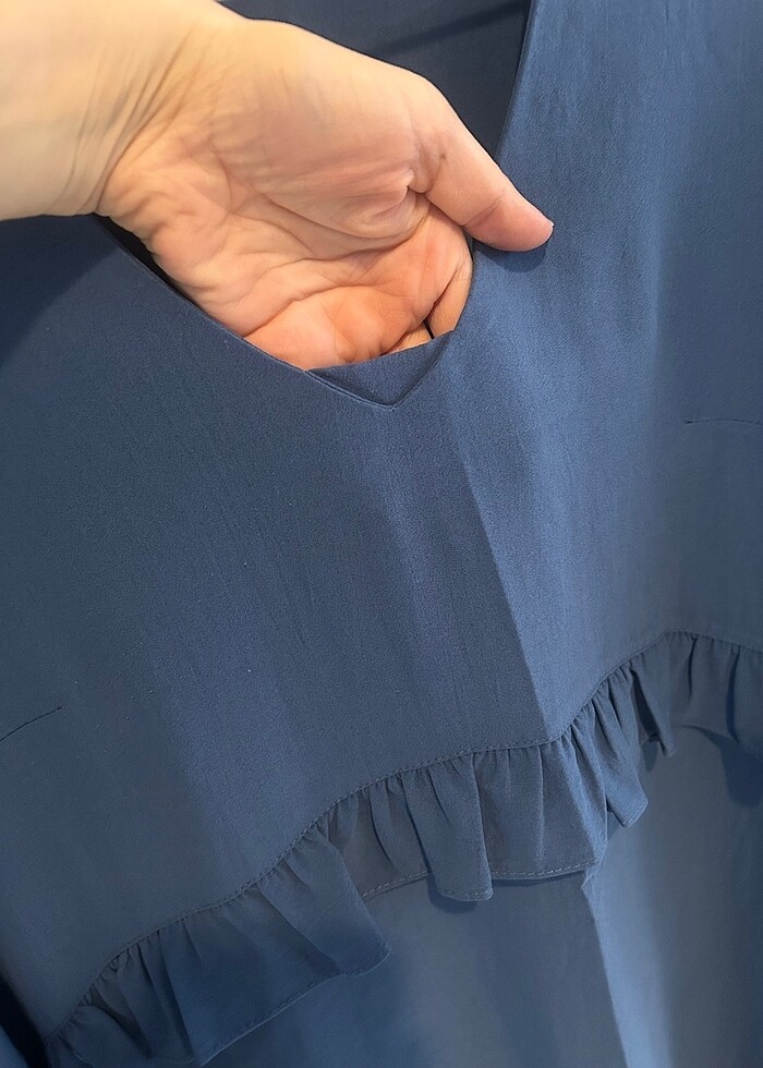 Mavi salaş hamile elbisesi - Görsel 4