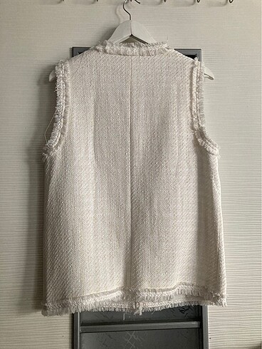 Mango beyaz ekru tüvit yelek - Görsel 3
