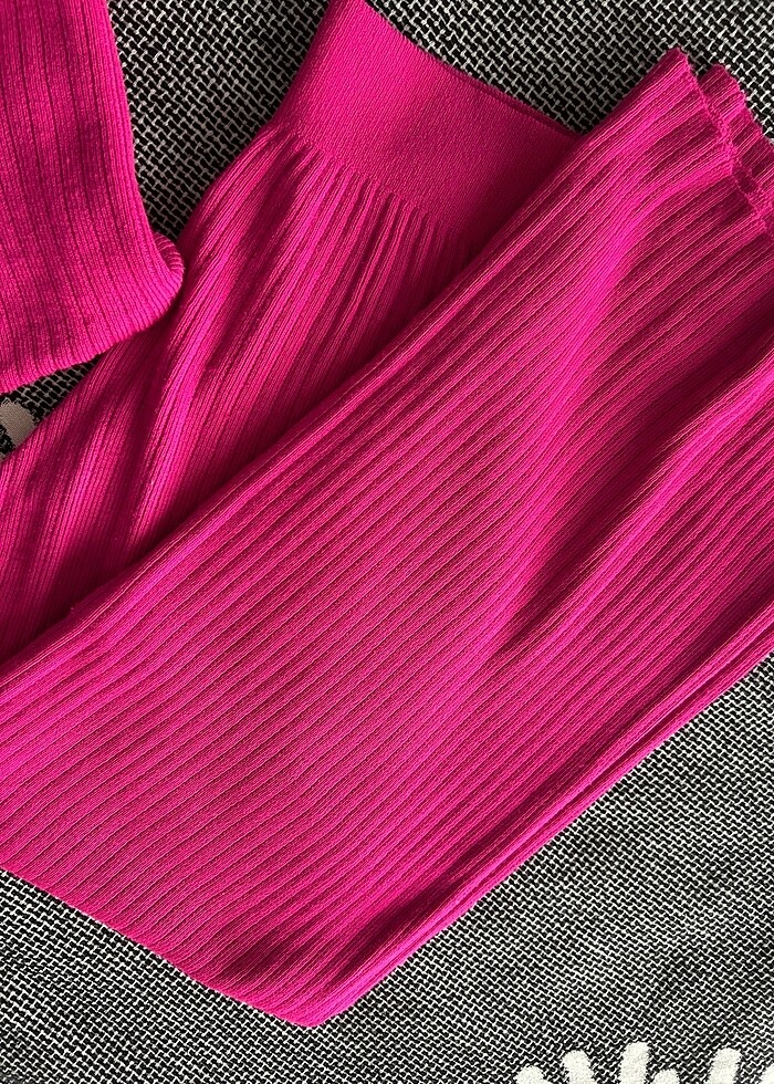 Fuşya pembe triko takım - Görsel 4