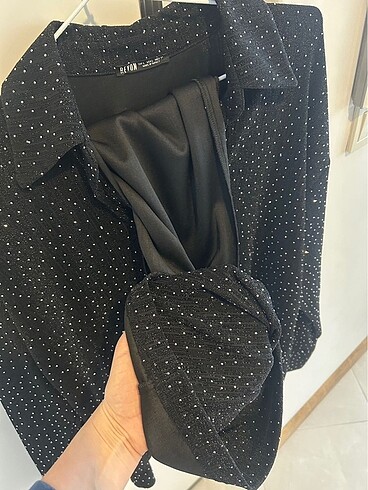 Taşlı siyah alt üst ikili takım - Görsel 4