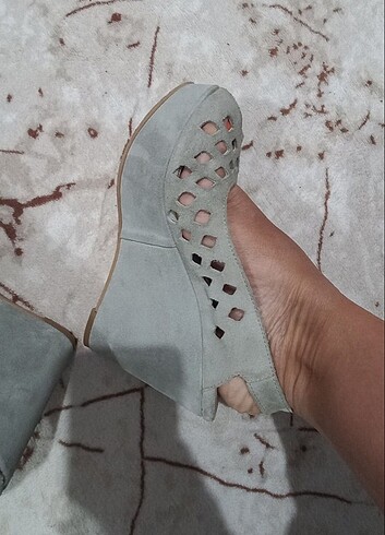 37 Beden yeşil Renk Dolgu topuk ayakkabi 
