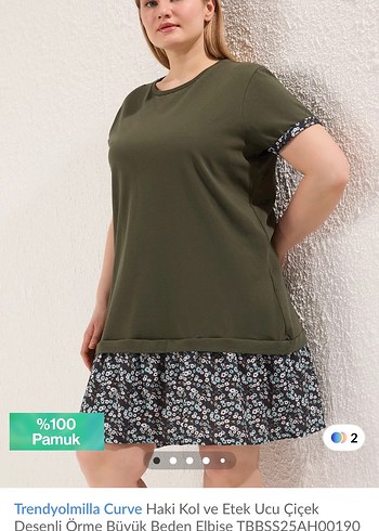 Haki Çiçek Desenli Mini Elbise
