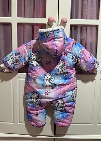 Renkli Bağlama Desenli Kürklü Bebek Tulumu - Görsel 2