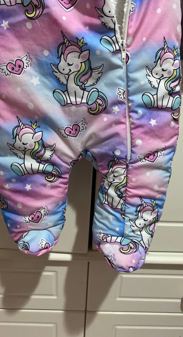 Renkli Bağlama Desenli Kürklü Bebek Tulumu - Görsel 4