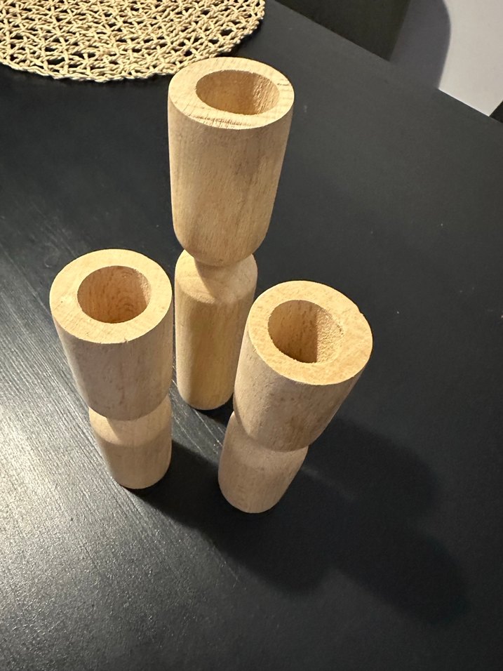 Bej Ahşap şamdan mumluk - Görsel 4