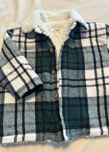 Erkek Çocuk Gri Ekose Düğmeli Mont 2-3 yaş - Görsel 2