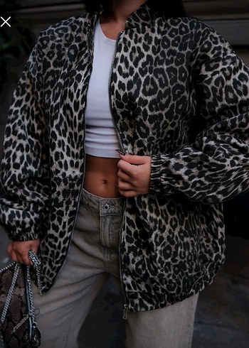 Leoparlı Bomber Ceket