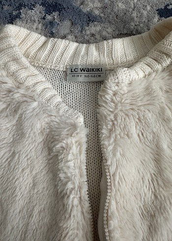 Beyaz Kürklü Kolsuz çocuk Yelek - Görsel 2