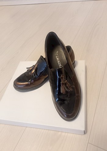 Parlak Kahverengi Püsküllü Blok Topuklu Klasik Ayakkabı - Görsel 2