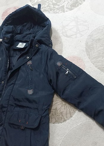 Fermuarlı Lacivert Uzun Erkek  Çocuk Mont - Görsel 8