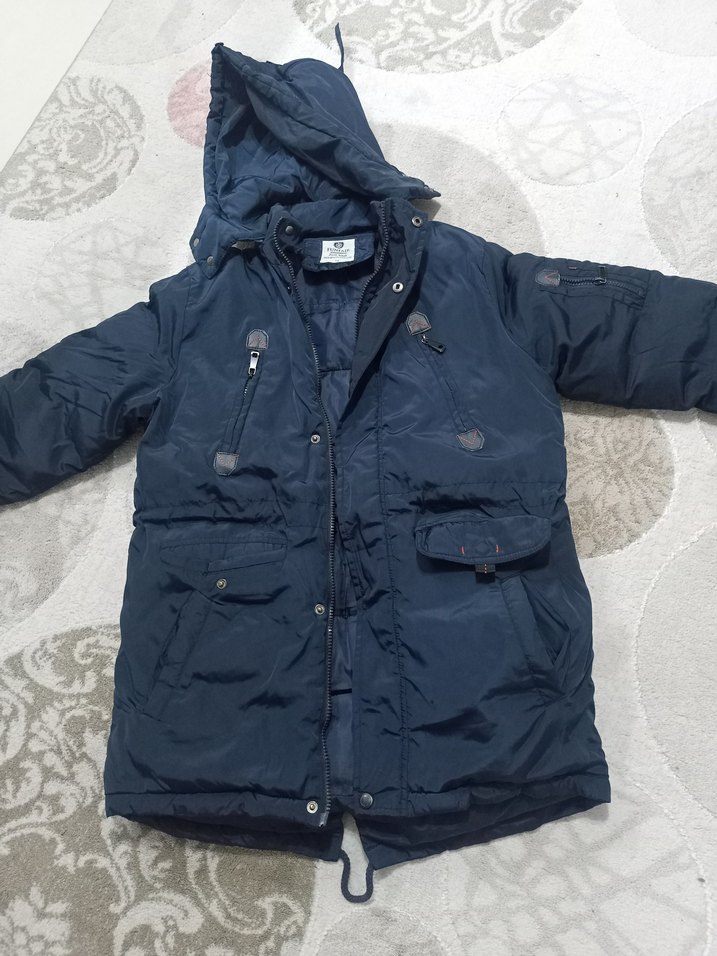 Fermuarlı Lacivert Uzun Erkek  Çocuk Mont - Görsel 4