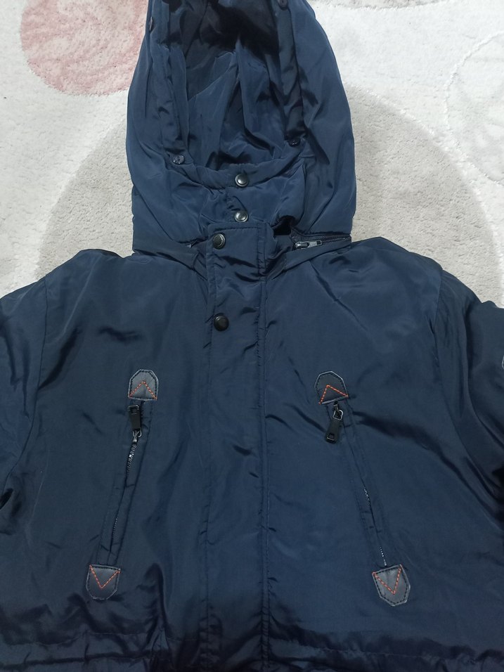 Fermuarlı Lacivert Uzun Erkek  Çocuk Mont - Görsel 5