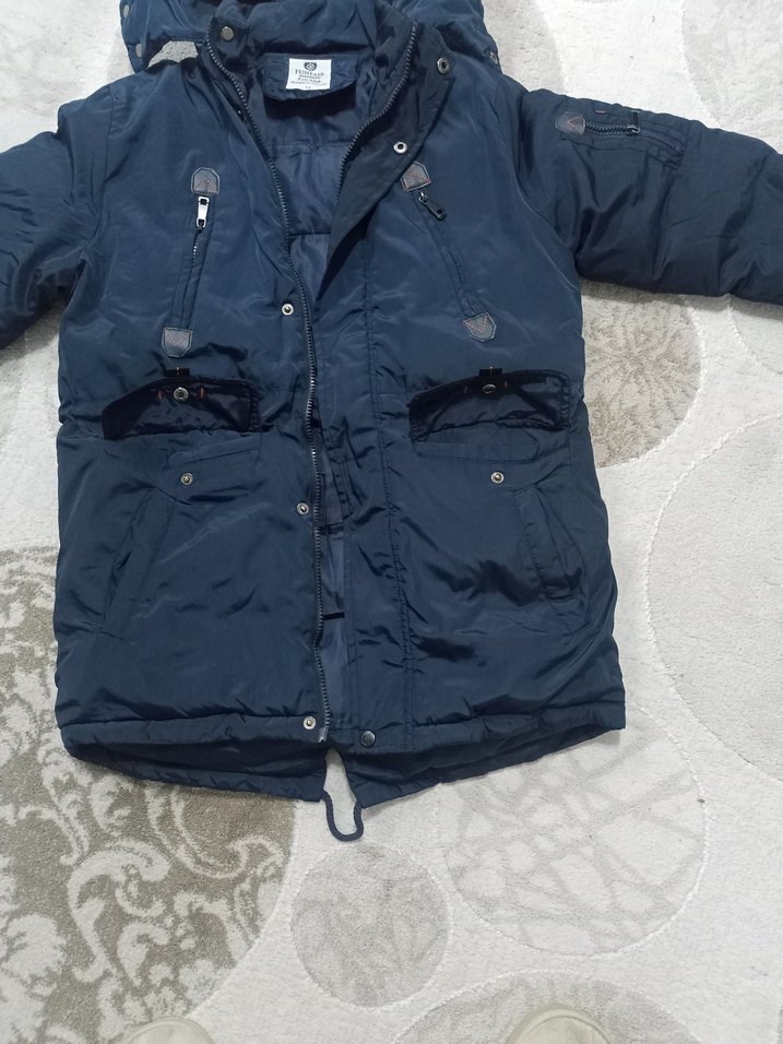 Fermuarlı Lacivert Uzun Erkek  Çocuk Mont - Görsel 2