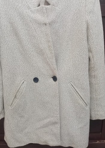 Düğmeli Bej Midi Kadın Kaban - Görsel 5