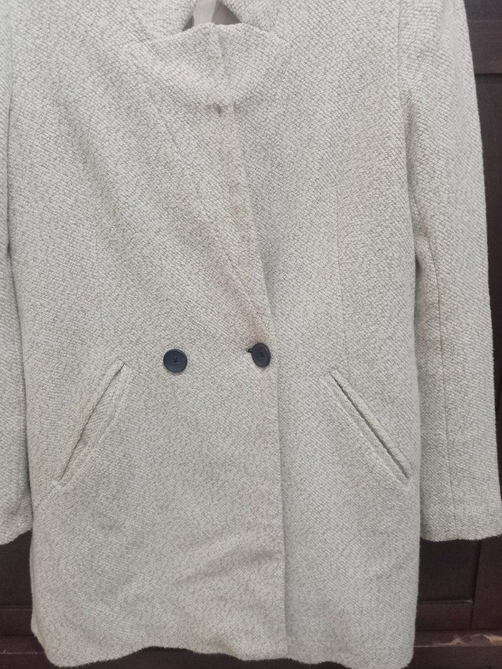 Düğmeli Bej Midi Kadın Kaban - Görsel 5