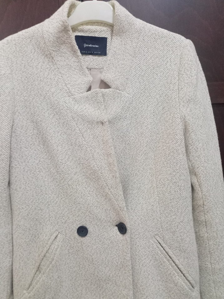 Düğmeli Bej Midi Kadın Kaban - Görsel 2