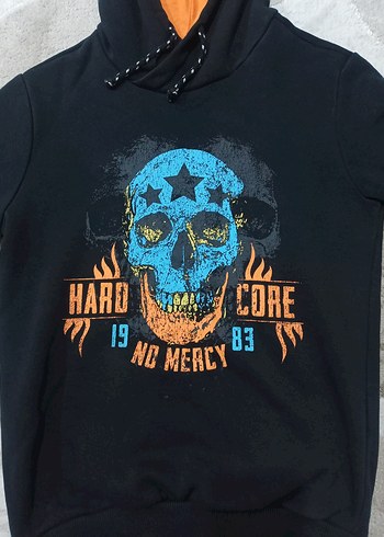 Kızıl Siyah Kapüşonlu Rock Punk Sweatshirt - Görsel 5