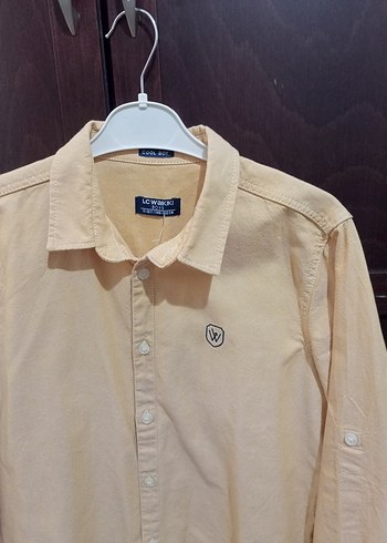 Bej Düğmeli Erkek Uzun Kollu Gömlek - Görsel 4