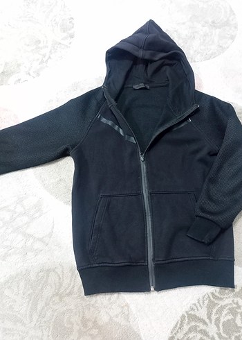 Siyah Kapüşonlu Fermuarlı Erkek Sweatshirt - Görsel 5