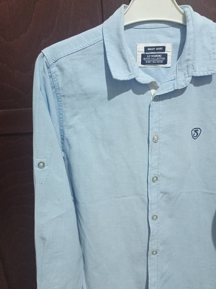 Mavi Pamuklu Erkek çocuk Gömlek Uzun Kollu - Görsel 2