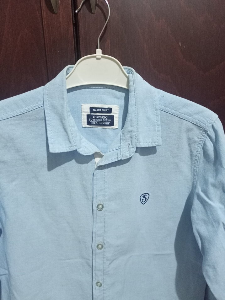 Mavi Pamuklu Erkek çocuk Gömlek Uzun Kollu - Görsel 3