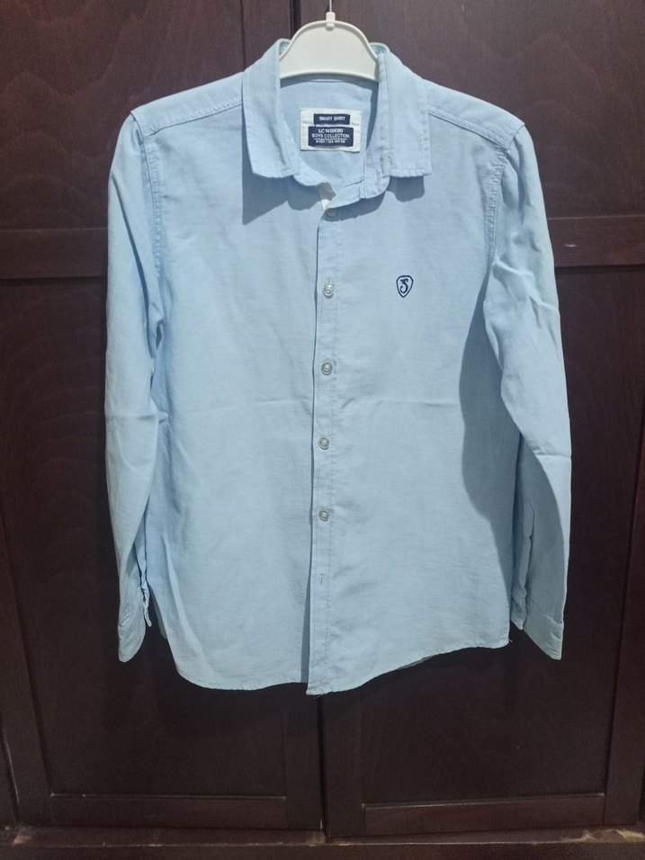 Mavi Pamuklu Erkek çocuk Gömlek Uzun Kollu - Görsel 4