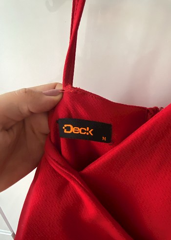 Kırmızı Drapeli Midi V Yakalı Abiye - Görsel 3