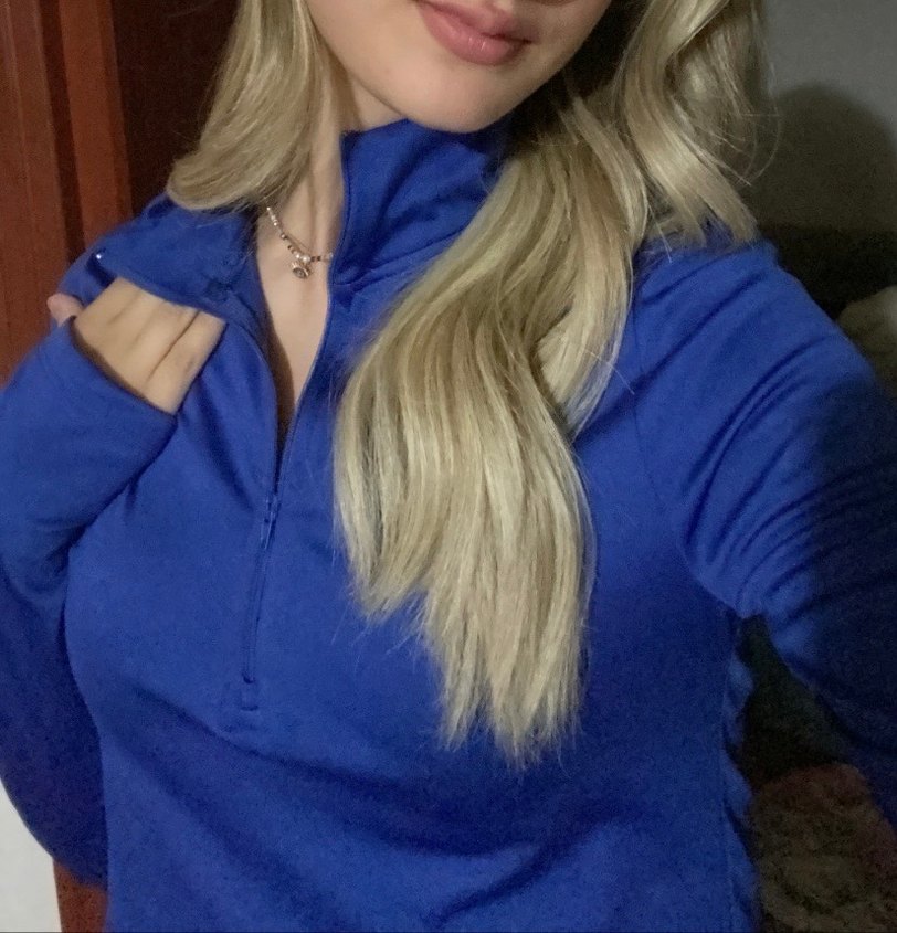 Kadın Mavi Yarım Fermuarlı Spor Sweatshirt - Görsel 2