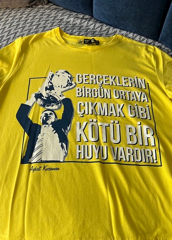 Fenerium Sarı Baskılı Erkek Tişört Loose Fit