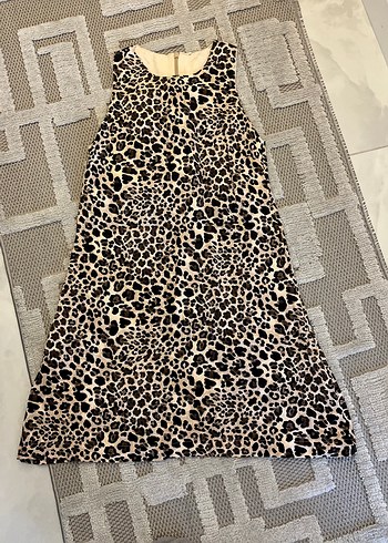 Leopar Desenli Kolsuz Elbise