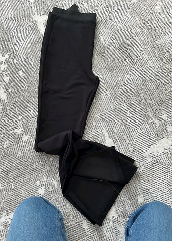 38 Beden siyah Renk Kadın Siyah Dar Kesim Streetwear Kumaş Pantolon