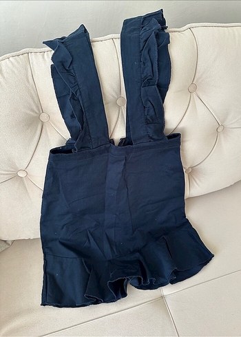 Salopet  Lacivert Fırfırlı Askılı Tulum - Görsel 3