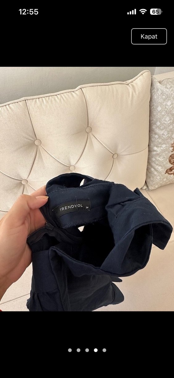 Salopet  Lacivert Fırfırlı Askılı Tulum - Görsel 4