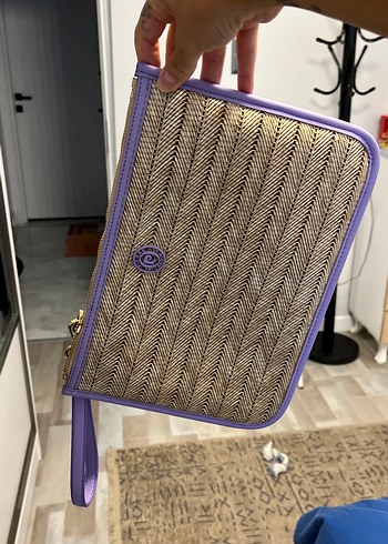 Pierre Cardin Mor Kenarlı Fermuarlı Bohem Kadın Portföy Çanta hiç kullanılmamı