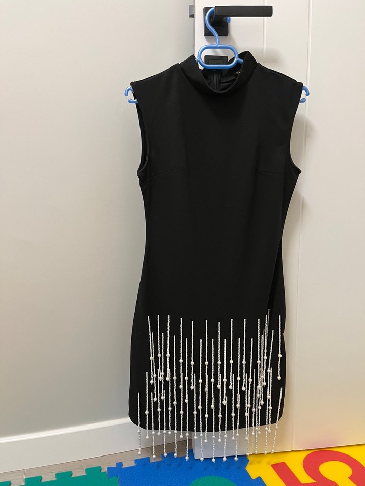 Siyah Payetli Midi Abiye Elbise - Görsel 2