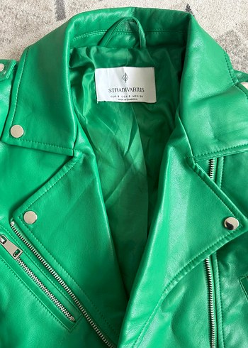 Yeşil Deri Biker Ceket - Görsel 2