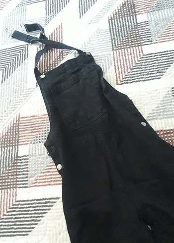 Siyah Kadın Denim Bol Kesim Tulum - Görsel 2