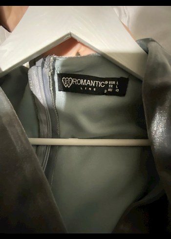 Gri Uzun Drapeli V Yaka Kadın Elbise - Görsel 3