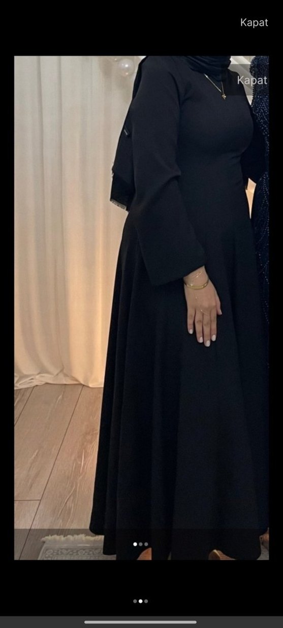 Bordo Uzun Kollu Salaş Saten Elbise - Görsel 2