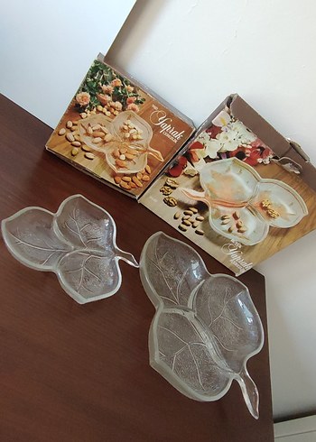 Paşabahçe Yaprak Desenli Cam 3 Bölmeli Servis Tabağı