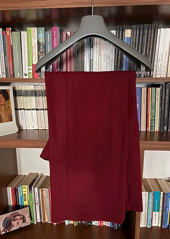 Bordo Salaş Midi Kadın Kumaş Pantolon - Görsel 2