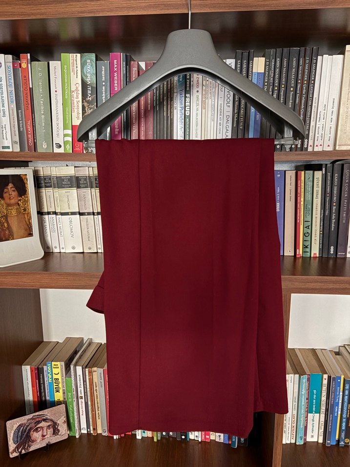 Bordo Salaş Midi Kadın Kumaş Pantolon - Görsel 2