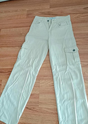 Bej Düğmeli çocuk keten Pantolon - Görsel 3