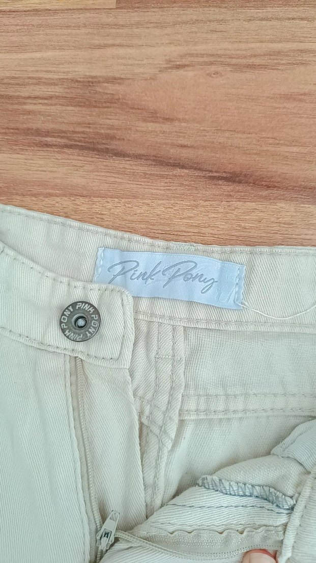 Bej Düğmeli çocuk keten Pantolon - Görsel 2