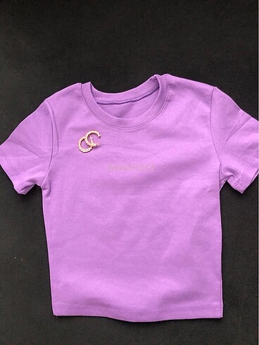 Mango Mango Yazılı Mor kısa tshirt